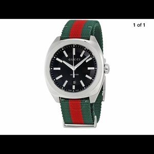 Authentic Gucci Green  Red Nylon Band Watch GG2570